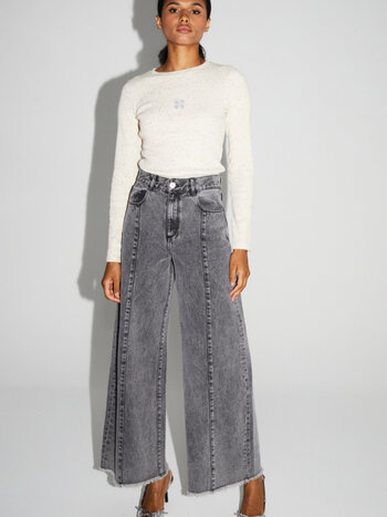 IMPREVU Palazzo Denim Pants - Dark Grey