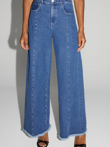 IMPREVU Palazzo Denim Pants - Donkerblauw