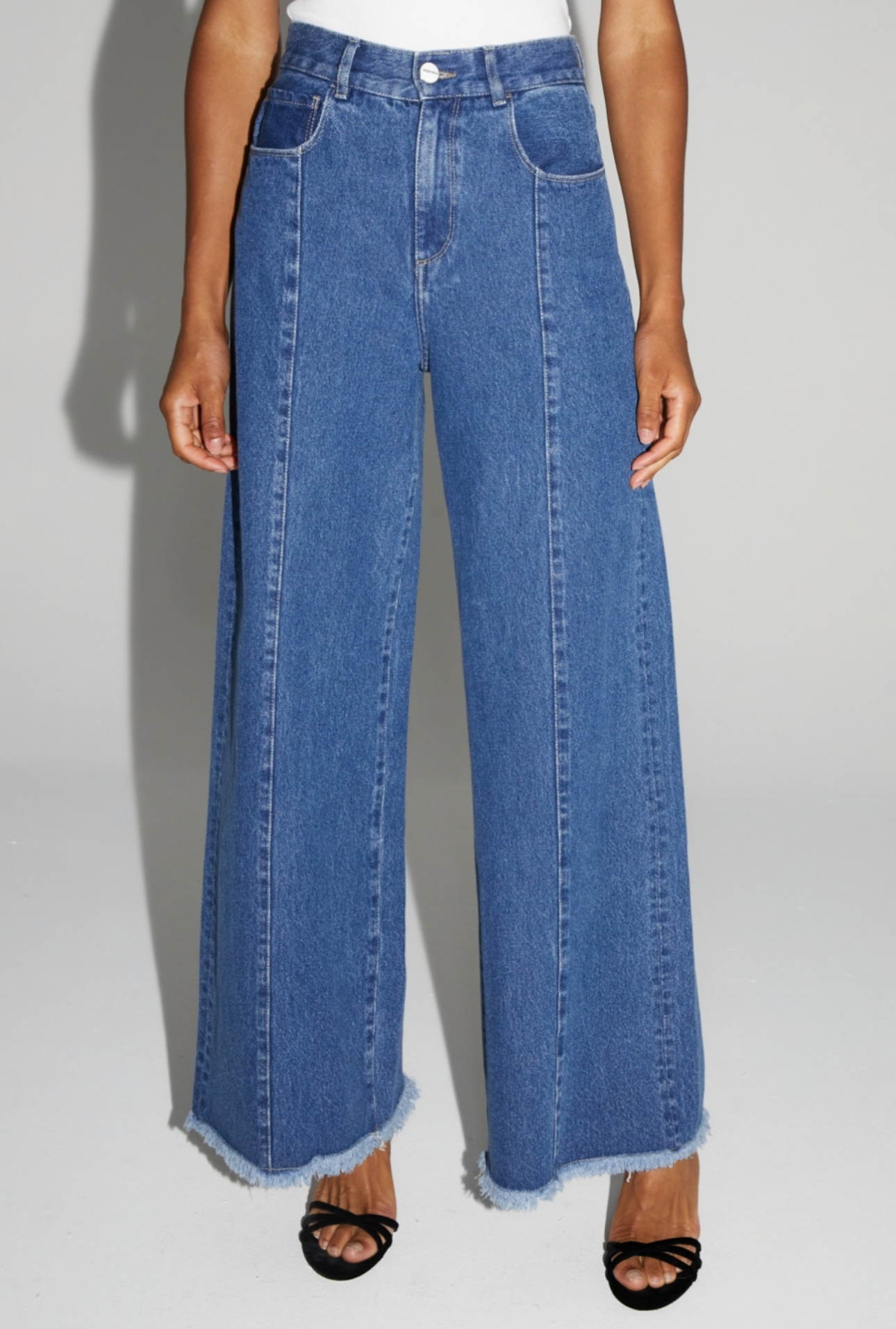 IMPREVU Palazzo Denim Pants - Dark Blue