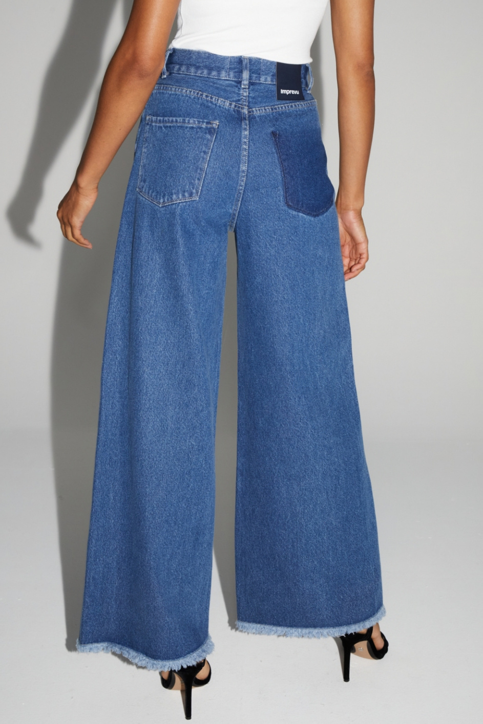 IMPREVU Palazzo Denim Pants - Dark Blue