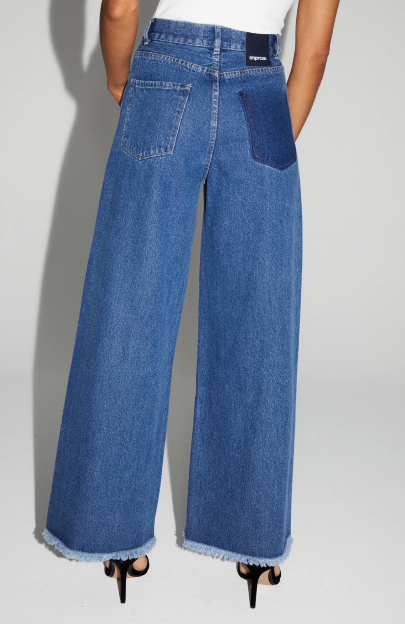 IMPREVU Palazzo Denim Pants - Dark Blue