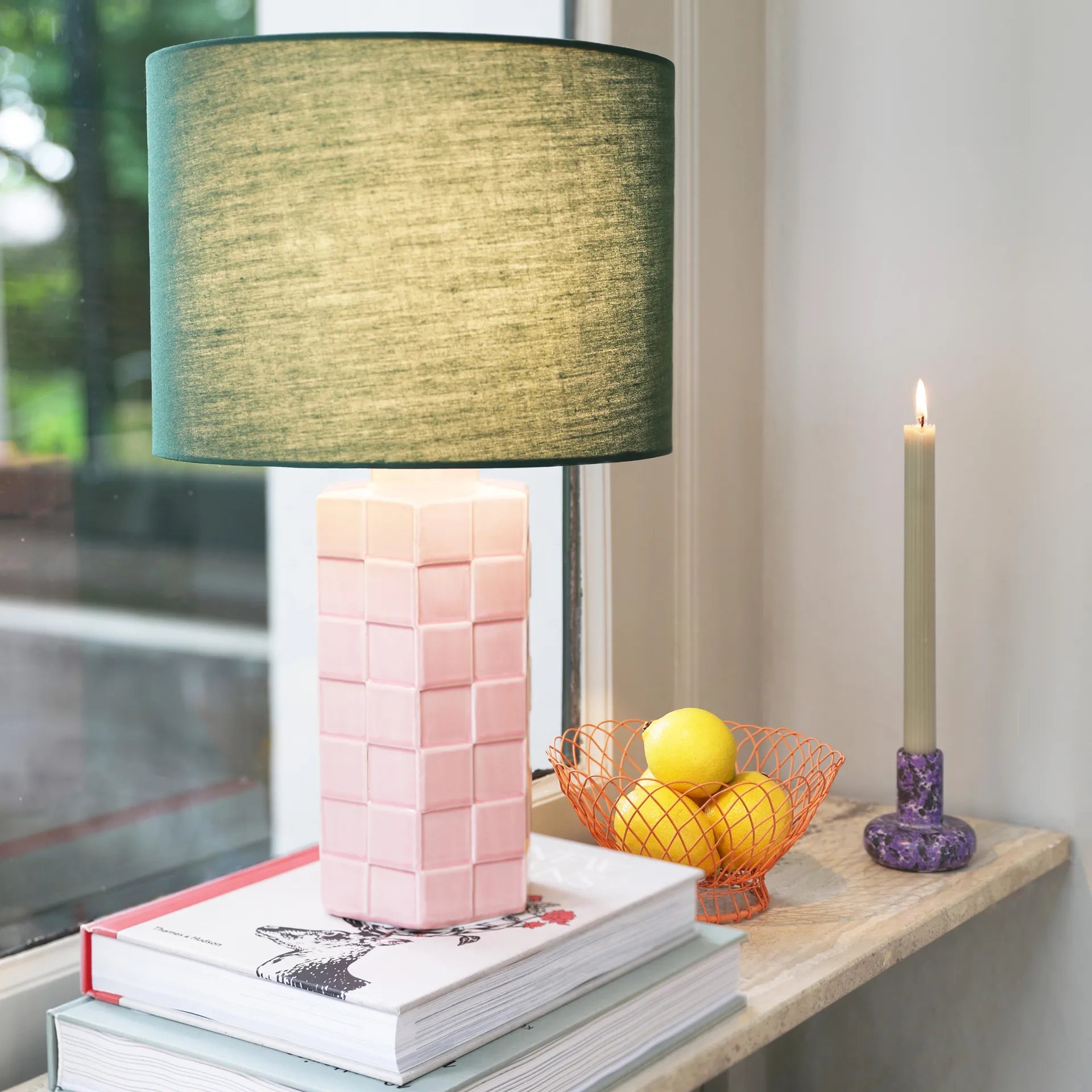 &KLEVERING Geruite Lamp - Roos Groen
