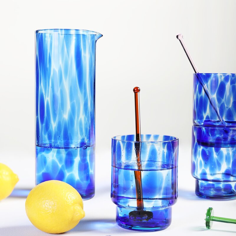 &KLEVERING 4-piece Glass Set - Tortoise Blue