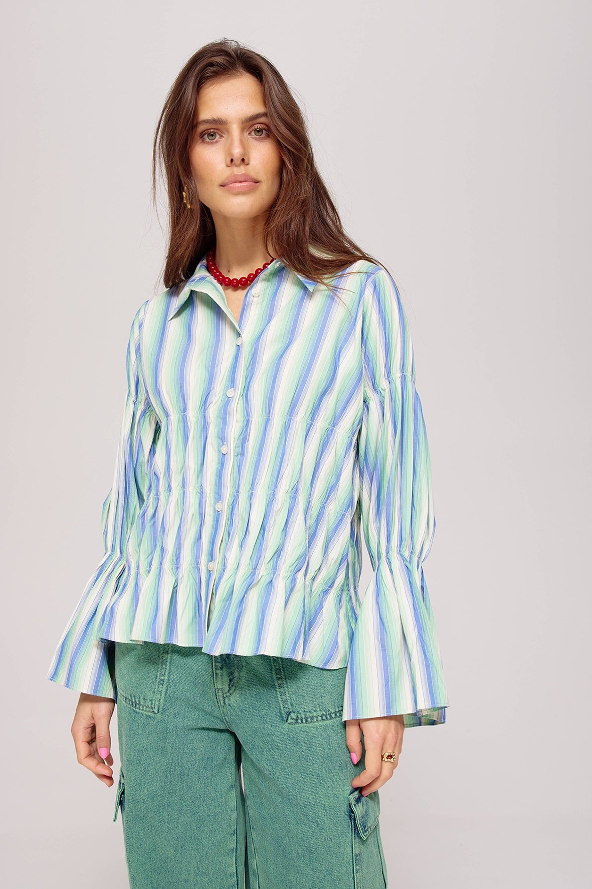 HARPER & YVE Senna LS Top Stripes - Green Blue