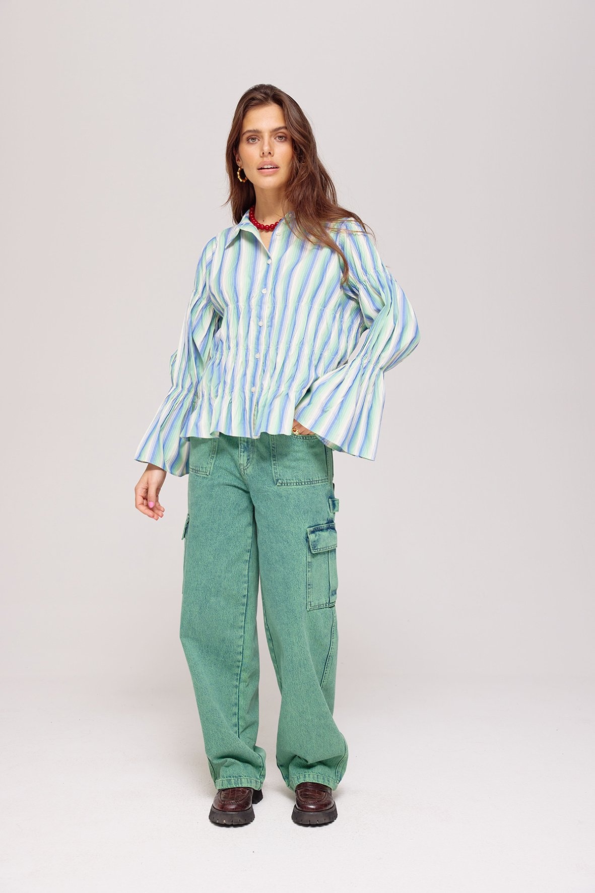 HARPER & YVE Senna LS Top Stripes - Green Blue