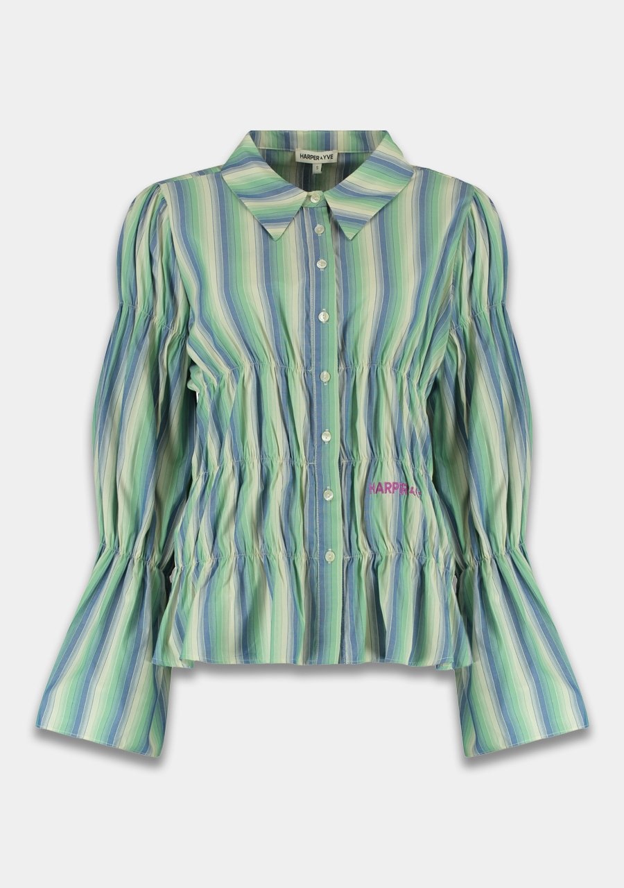 HARPER & YVE Senna LS Top Stripes - Green Blue
