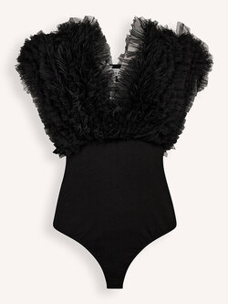 L'AMITIE Ruffles Bodysuit - Black