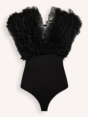 L'AMITIE Ruffles Bodysuit - Black