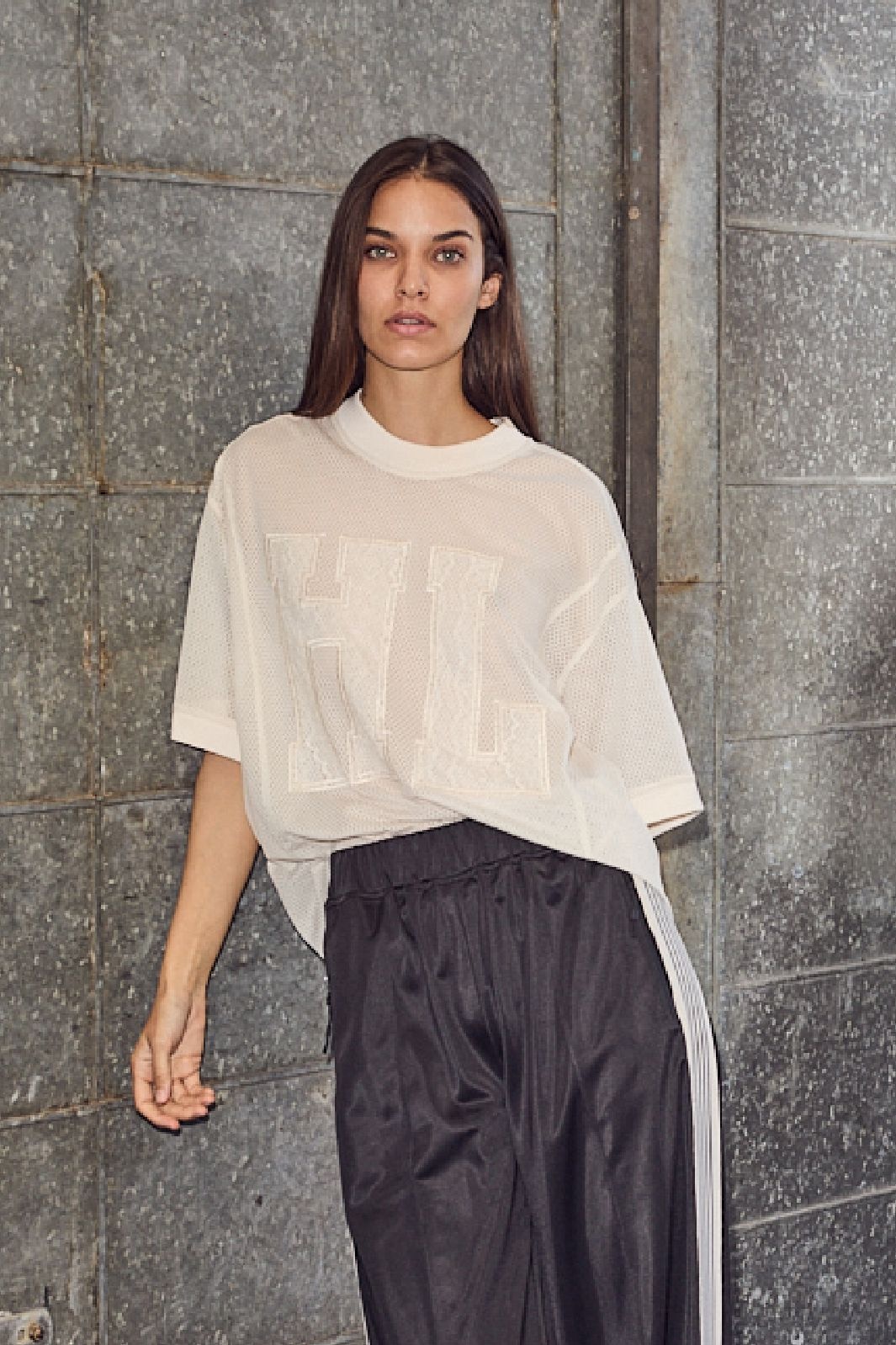 L'AMITIE Drift HL Lace Tee - Pearl