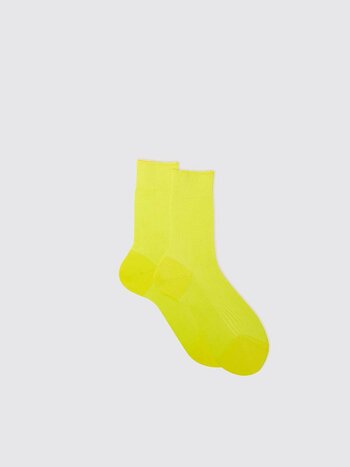 MARIA LA ROSA One Ribbed Laminated - Fluo Yellow Socks
