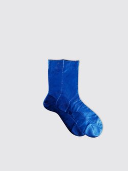 MARIA LA ROSA One Ribbed Laminated - Deep Blue Socks