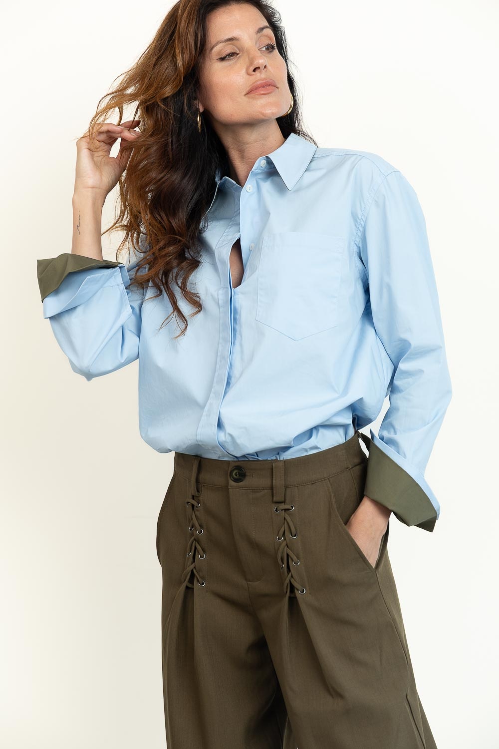 CO'COUTURE Donna CC Fold Cuff Shirt - Pale Blue