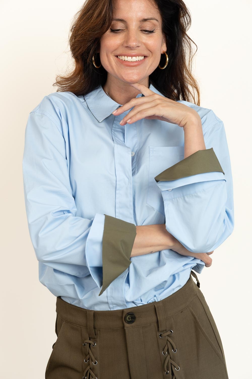 CO'COUTURE Donna CC Fold Cuff Shirt - Pale Blue