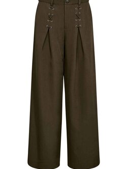 CO'COUTURE Luna CC Wijde Broek - Militair olijfgroen