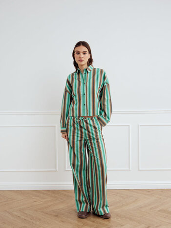 NOELLA Samira Striped Pants - Cosma Green