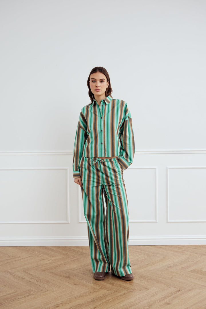 NOELLA Samira Striped Pants - Cosma Green