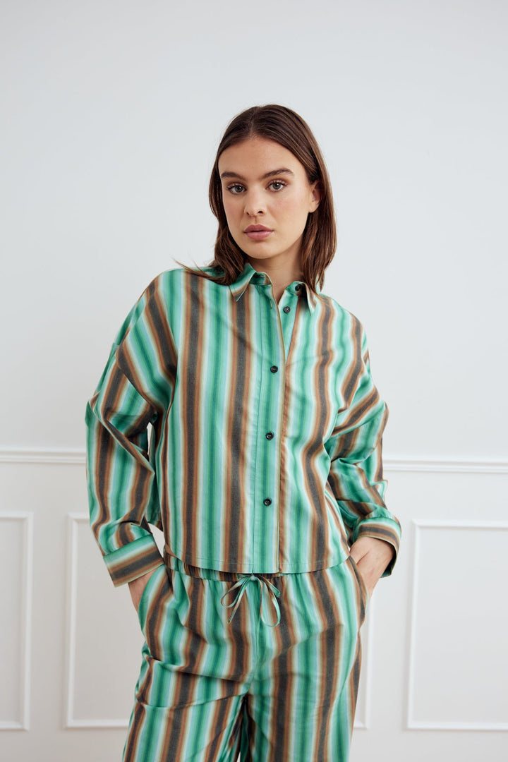 NOELLA Liara Striped Shirt - Cosma Green
