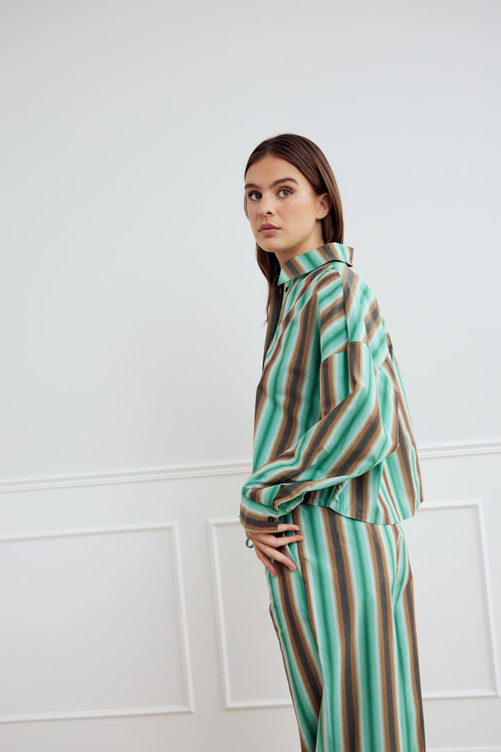 NOELLA Liara Striped Shirt - Cosma Green