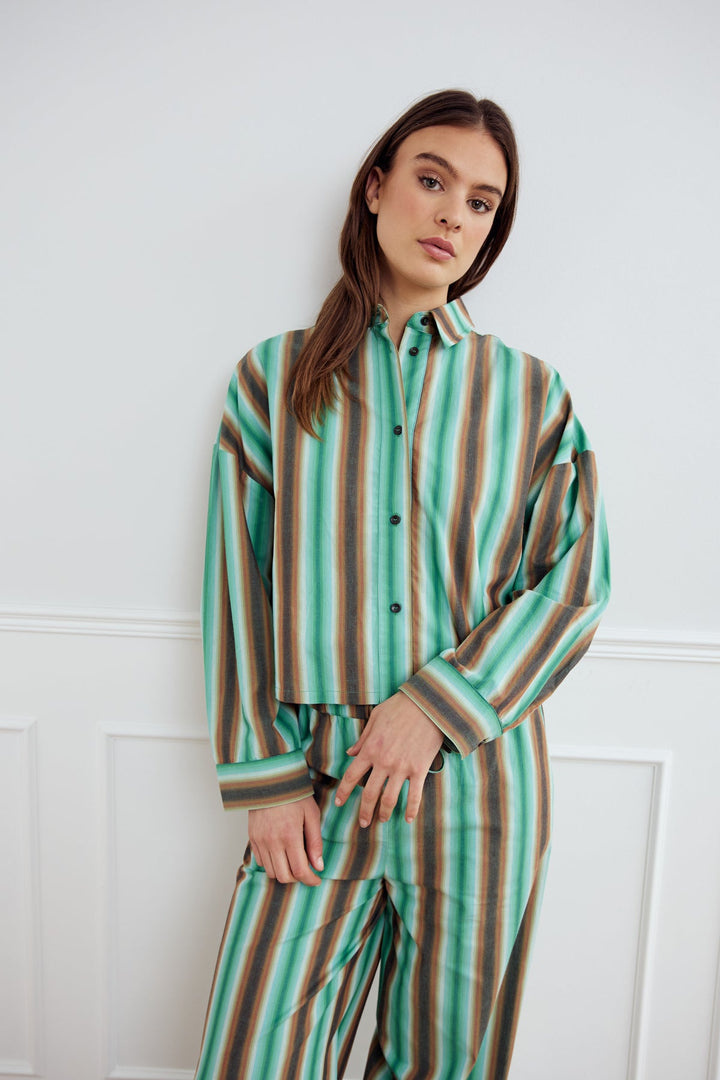 NOELLA Liara Striped Shirt - Cosma Green