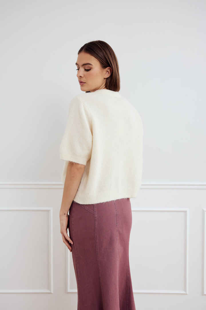 NOELLA Kae SS Knit Cardigan - Oyster Beige