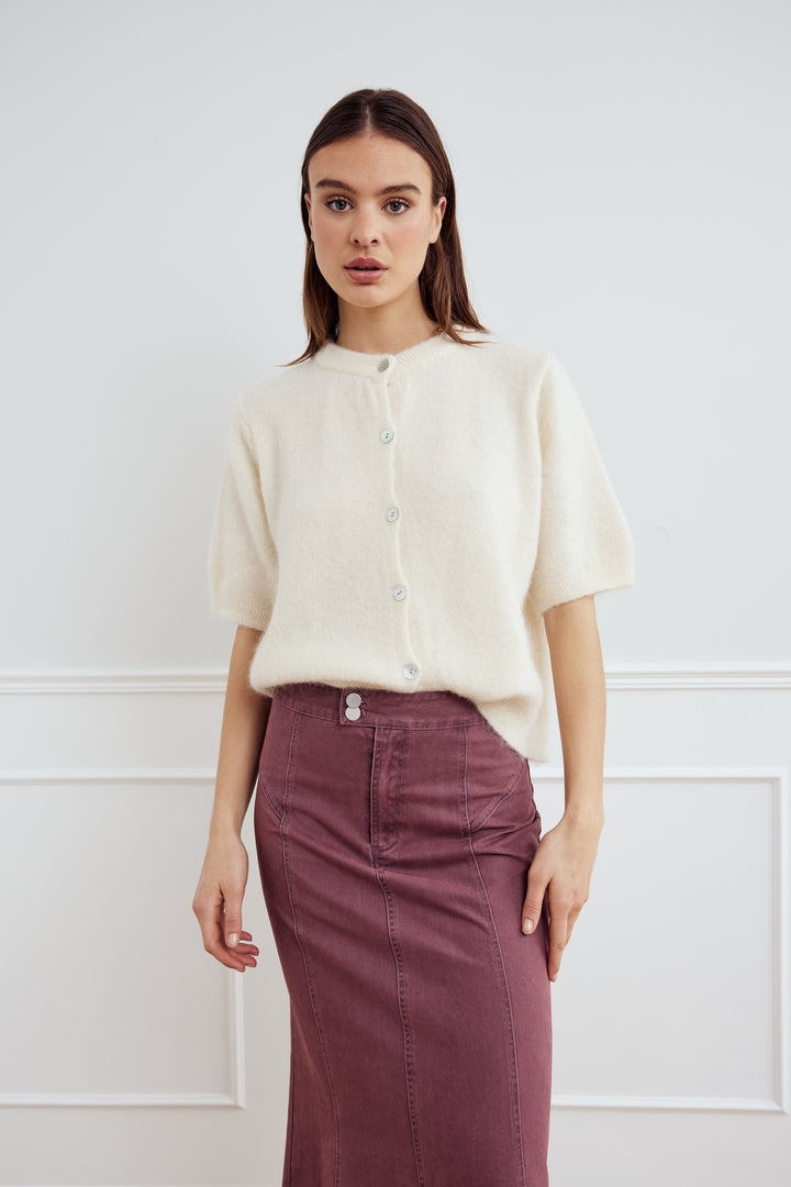 NOELLA Kae SS Knit Cardigan - Oyster Beige