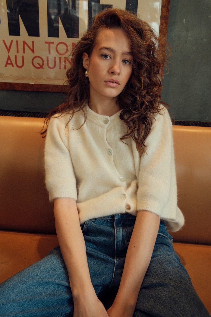 NOELLA Kae SS Knit Cardigan - Oyster Beige