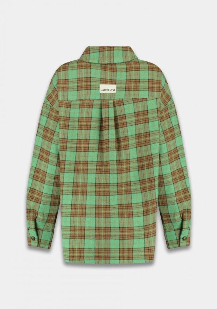 HARPER & YVE Selena Checkered Shirt - Green Brown