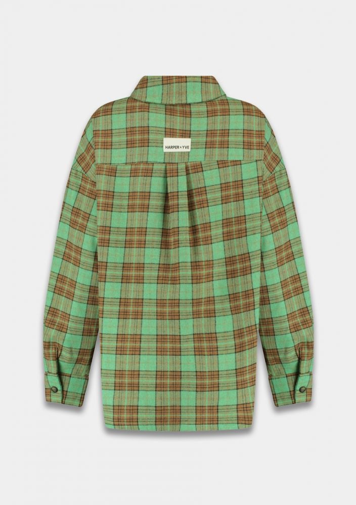 HARPER & YVE Selena Checkered Shirt - Green Brown