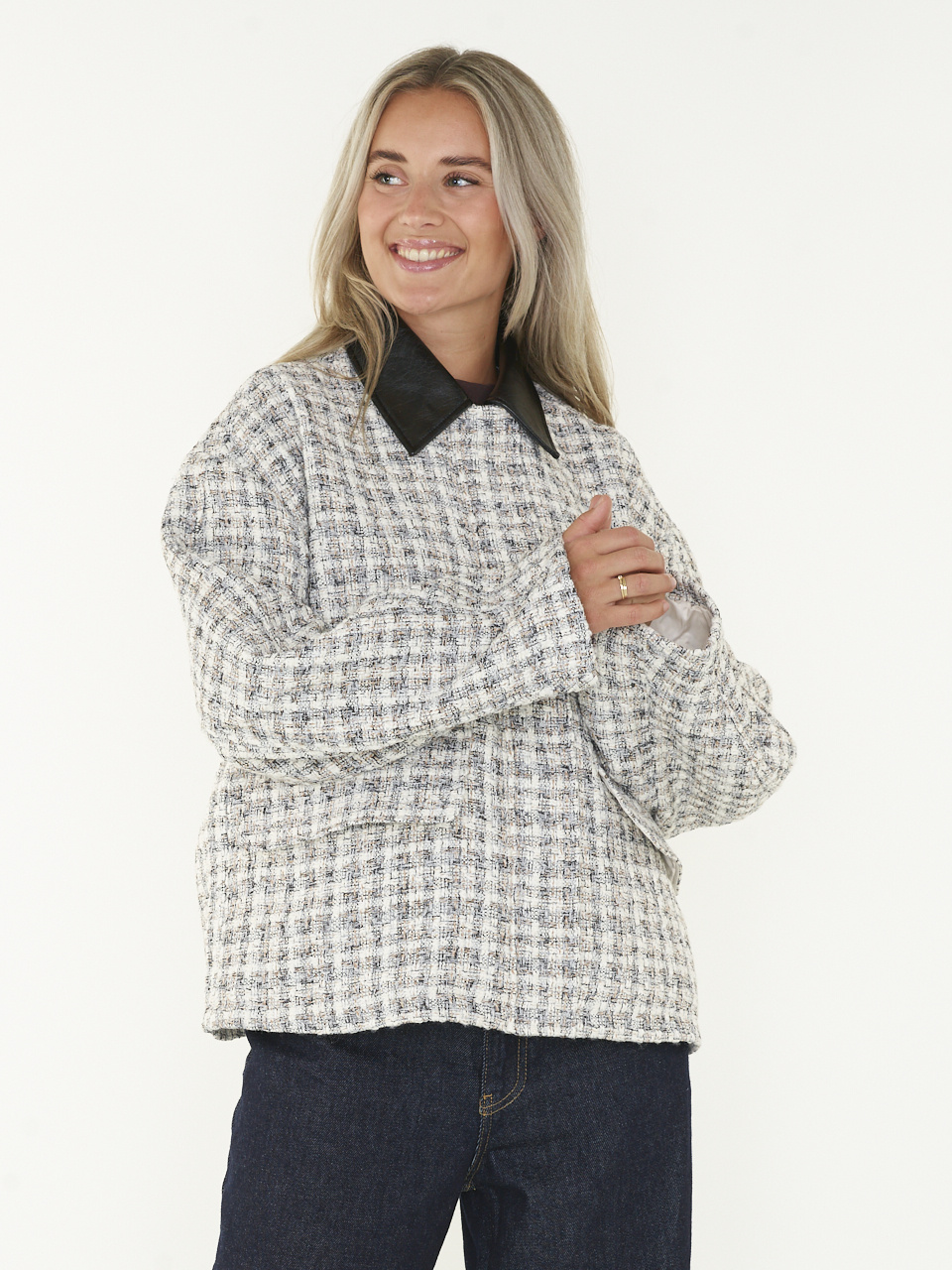 EDITED Xina Tweed Jas - Gebroken Wit