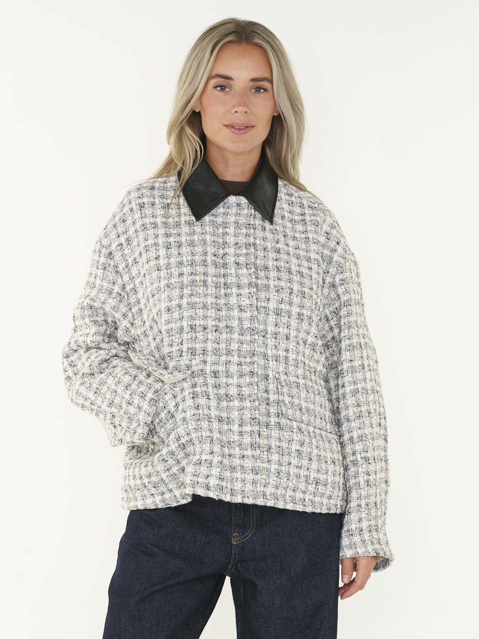 EDITED Xina Tweed Jas - Gebroken Wit