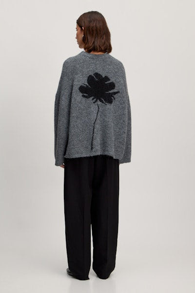 EDITED Oversized Ulva Flower Sweater - Grijs