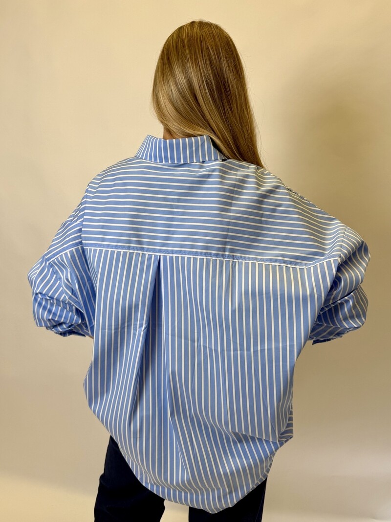 MM Pocket Blouse Blue Stripes TU