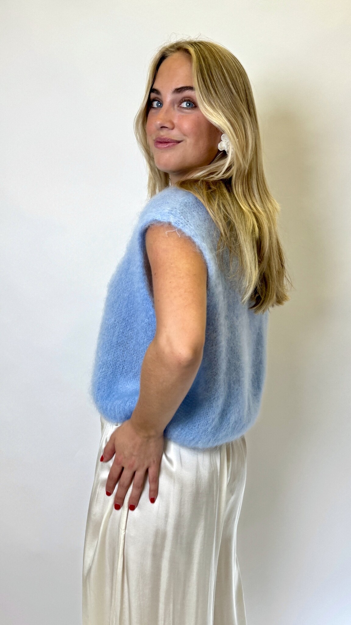 Mohair Debardeur Licht Blauw TU