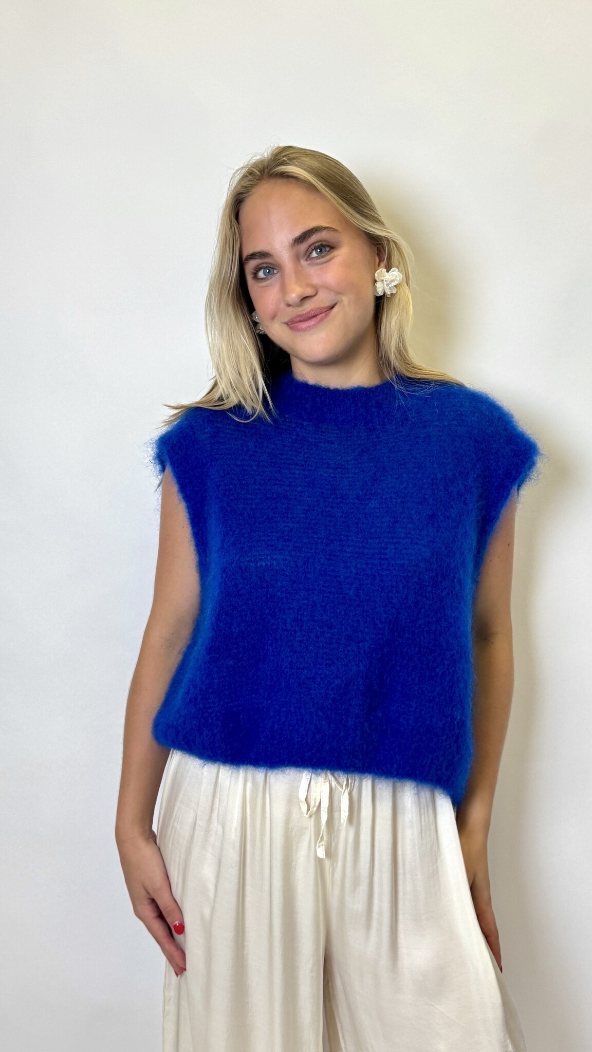 Mohair Debardeur Kobalt Blauw TU