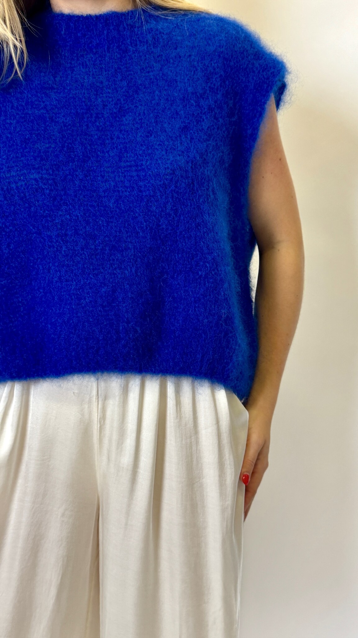 Mohair Debardeur Kobalt Blauw TU