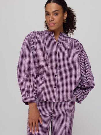 HARPER & YVE Felix Checkered  Blouse Purple