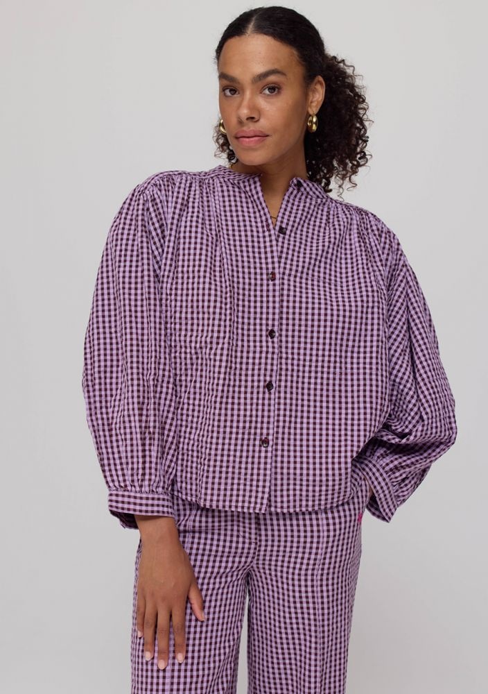 HARPER & YVE Felix Checkered  Blouse Purple
