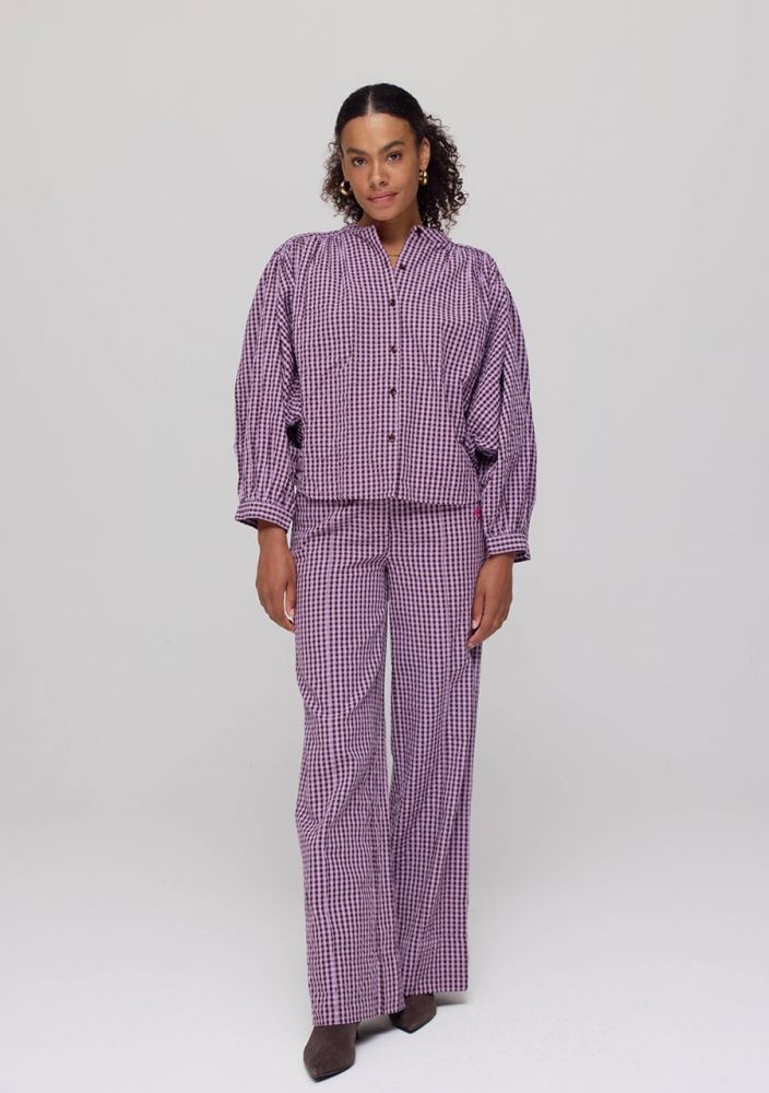 HARPER & YVE Felix Checkered  Blouse Purple
