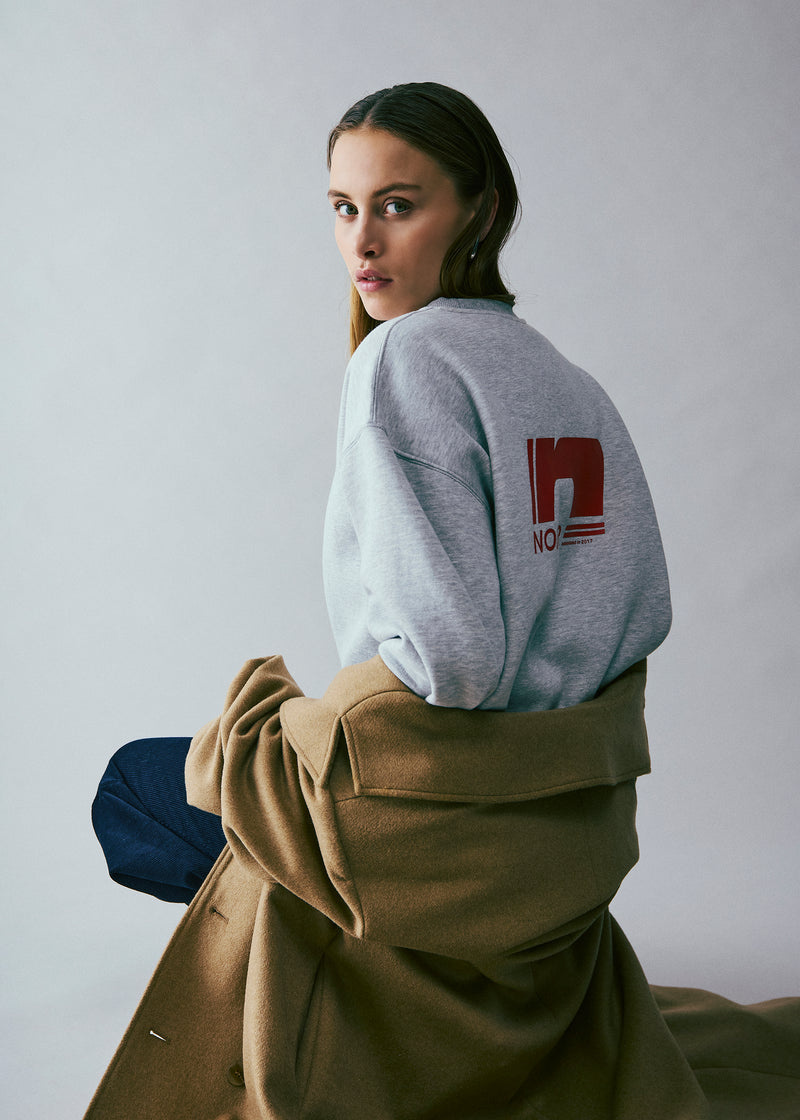 NORR Daphine Sweater Lichtgrijs Rood