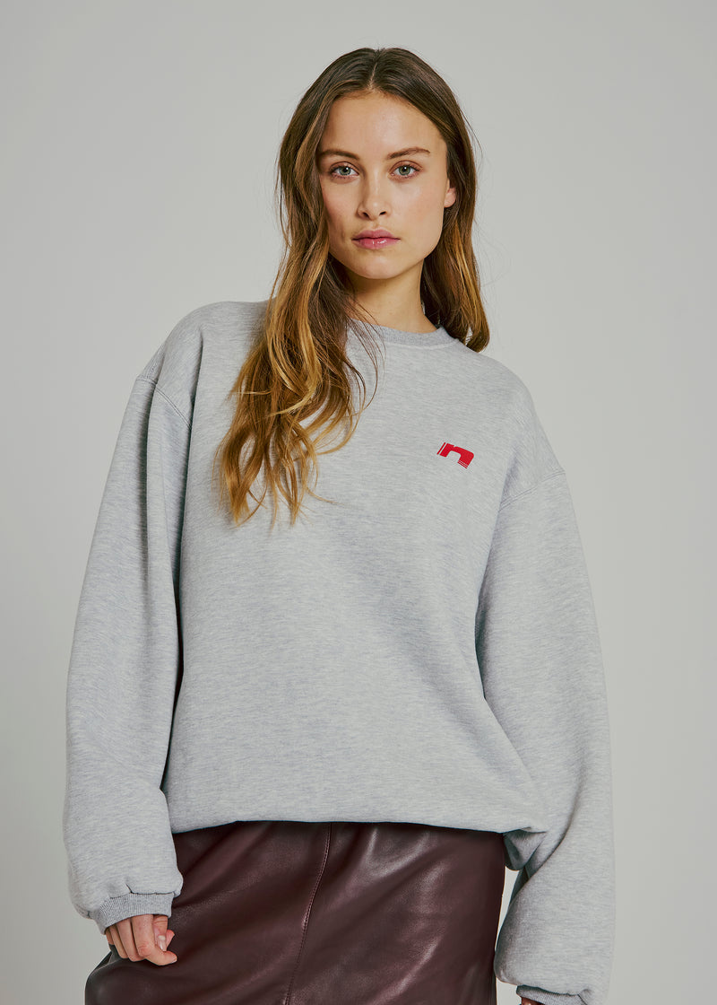 NORR Daphine Sweater Lichtgrijs Rood