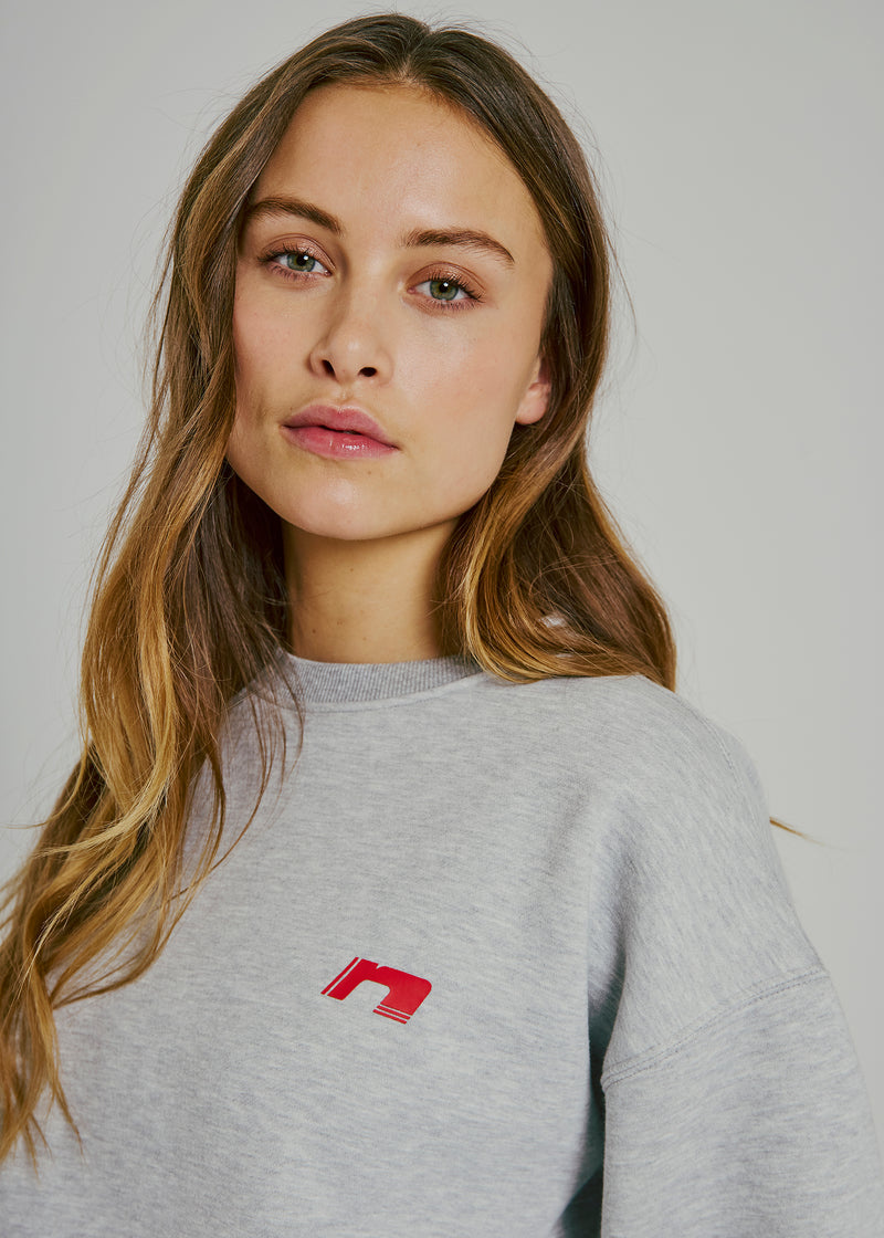 NORR Daphine Sweater Lichtgrijs Rood