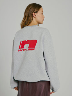 NORR Daphine Sweater Light Grey Red