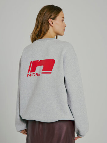 NORR Daphine Sweater Light Grey Red