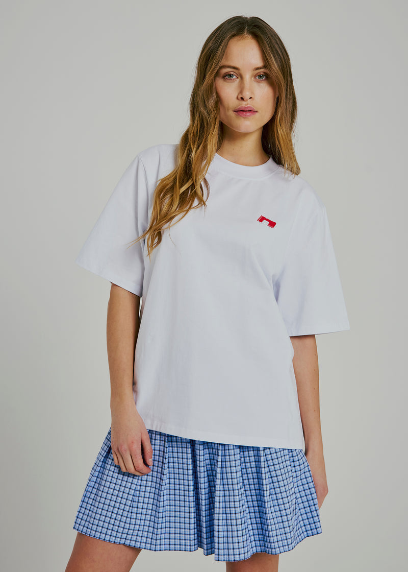 NORR Sanda Tee Wit met Rode Print