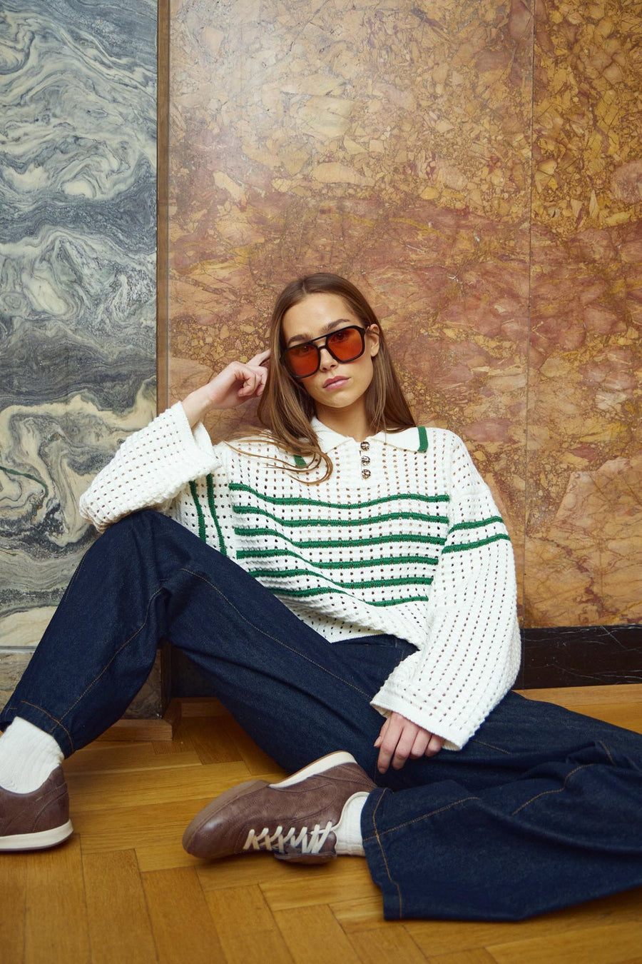 NOELLA Leen Knit Talani Green Stripe