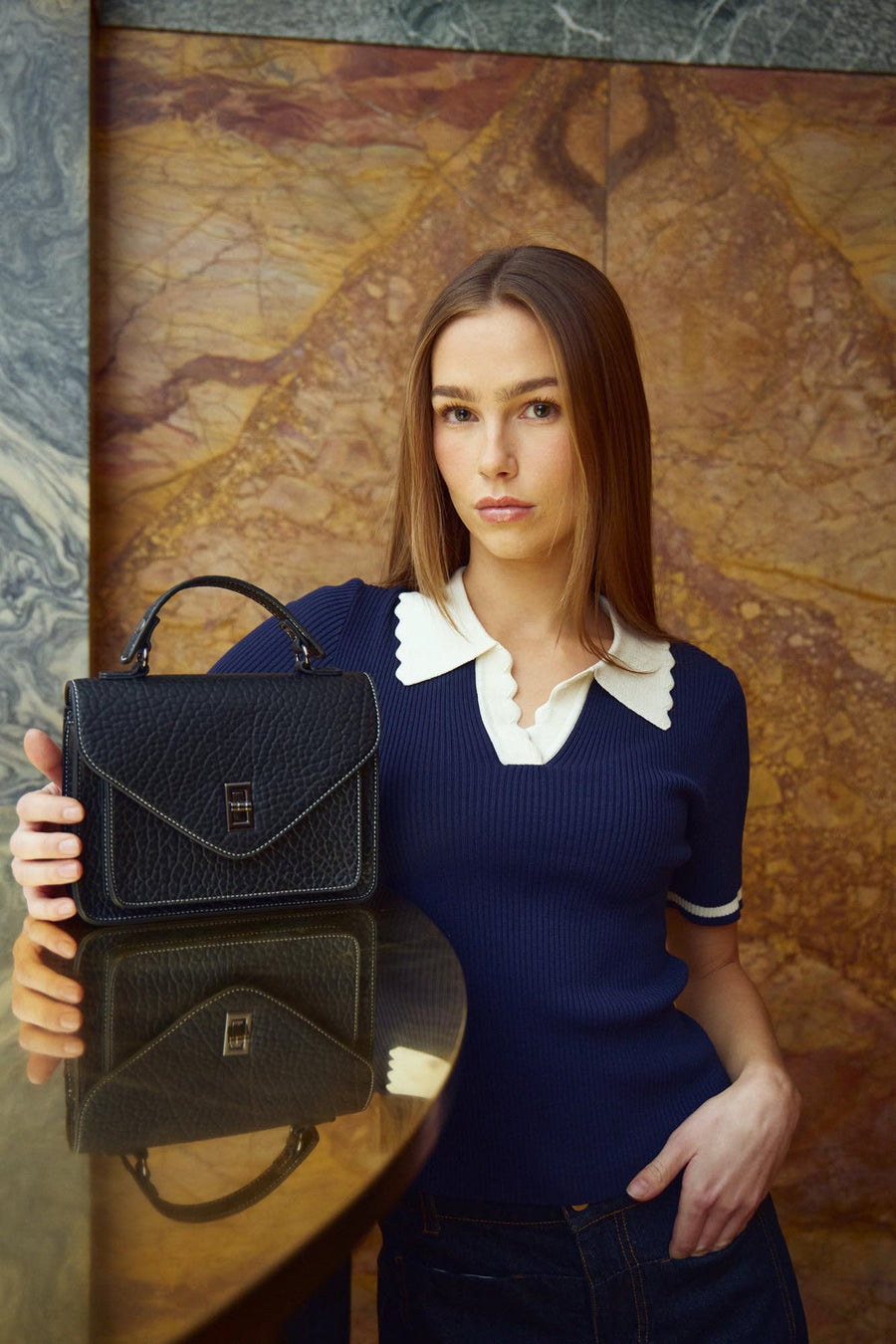 NOELLA Lilo Polo Knit Navy