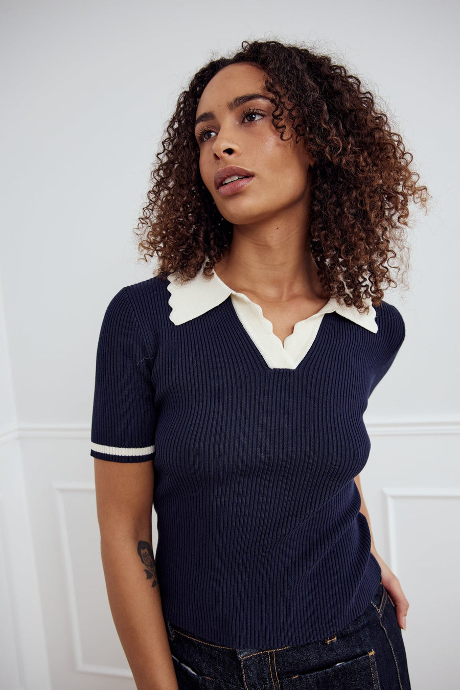 NOELLA Lilo Polo Knit Navy