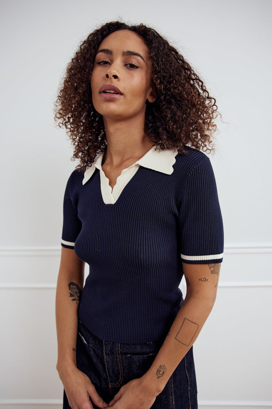 NOELLA Lilo Polo Knit Navy
