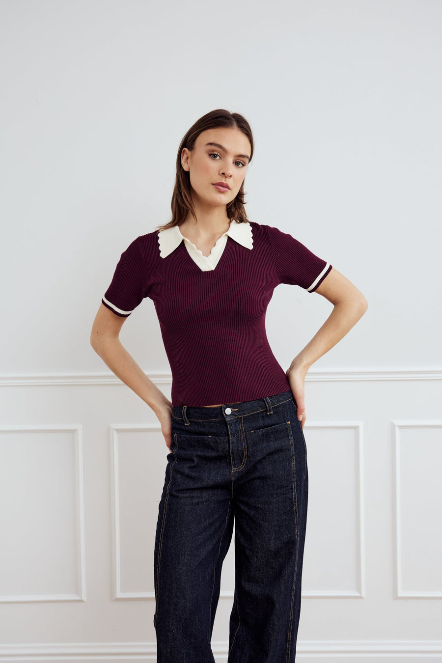 NOELLA Lilo Polo Knit Wine