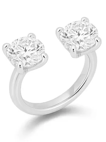 BILLION AVENUE Double Diamond Ring Silver